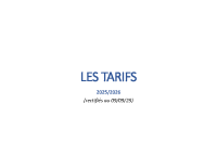 LES TARIFS 2025-2026